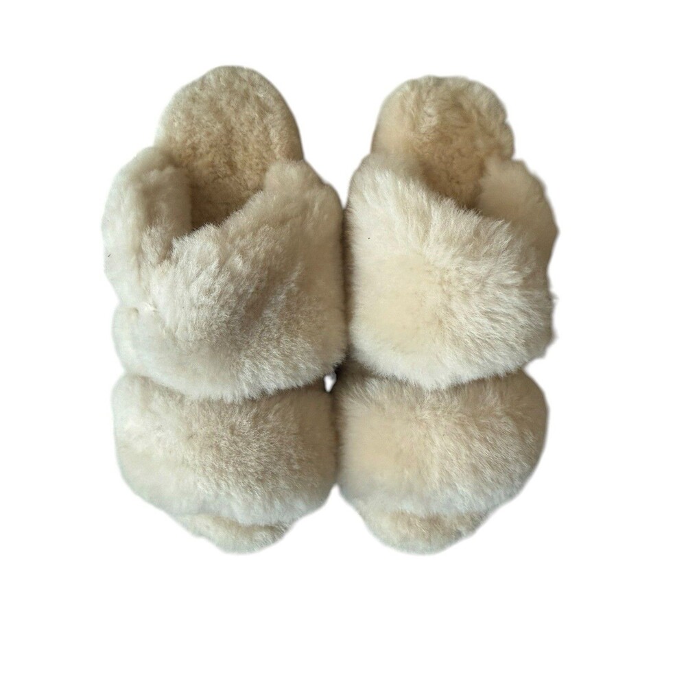 EMU Australia Mayberry Sharky Sheepskin Slide Slippers Natural Ivory Women’s 10